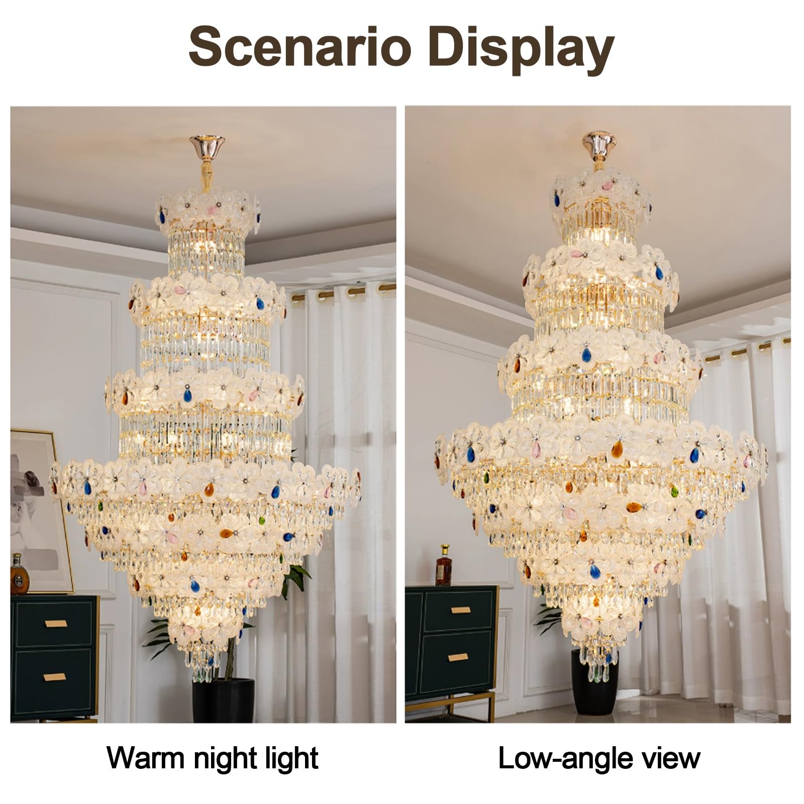Grande Lampadario Di Cristallo For L'ingresso, Lampadario Dal Soffitto Alto