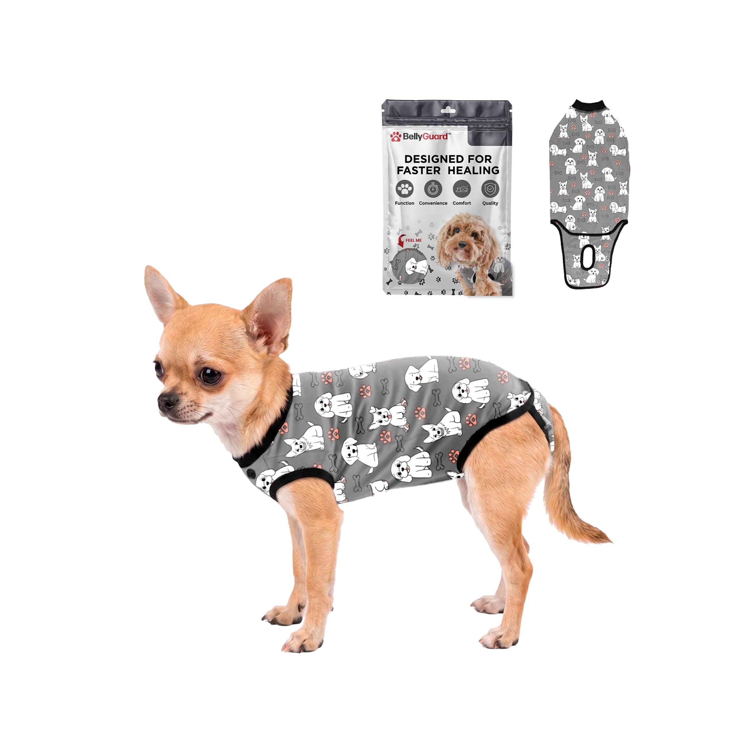 BellyGuard Dog Surgery Recovery Suit, Male Female After Spay Neuter Onesie