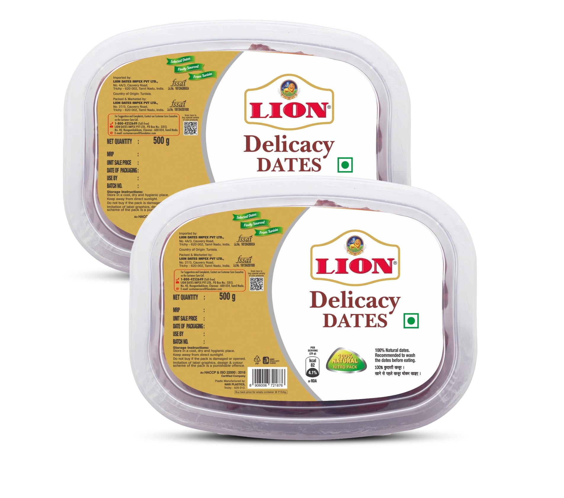 Lion Dates Lion Delicacy Dates 1Kg (500G + 500G) - Deglet Noor Dates - Saudi Arabia Dates - Khajoor Or Khajur Dry Fruits - Healthy & Nutritious Snack
