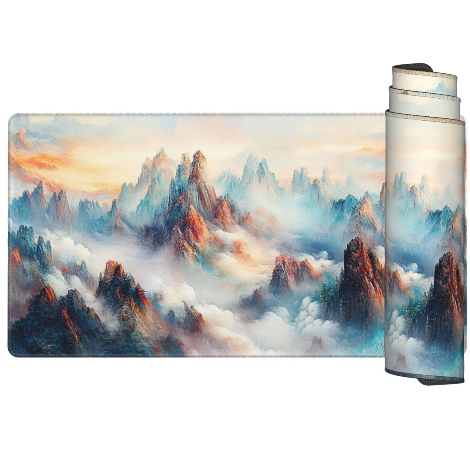 Alfombrilla Ratón Montaña Alfombrilla Ratón XXL 1600 x 800 mm, Fantasía Mouse Pad Gaming con Bordes Cosidos, Impermeable Mousepad XXL Base de Goma Antideslizante Duradera, Mouse Pad para Oficina Q850