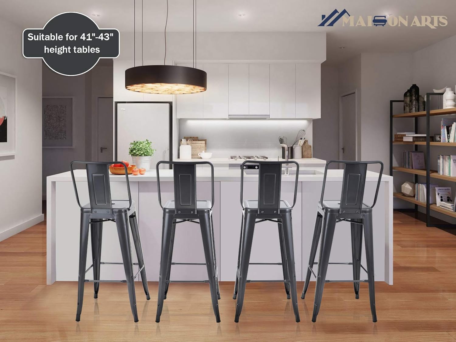 Buy Maison Arts Metal Bar Stools Set Of 4 With Back For Kitchen Counter Island Bar Seat Height Farmhouse Rustic Barstools 30 Inch Industrial Patio Stools Bar Chairs 350lbs Capacity