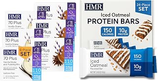 70 Plus Vanilla + Chocolate Shake & Pudding Mix COMBO (21 Servings Each) With Iced Oatmeal Protein Bar (24 Count)