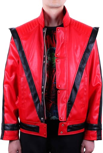 Michael Costume Jackson Jacket - 1980s Retro Red Leather Jacket   Iconic for Kids & Adults Halloween & Christmas