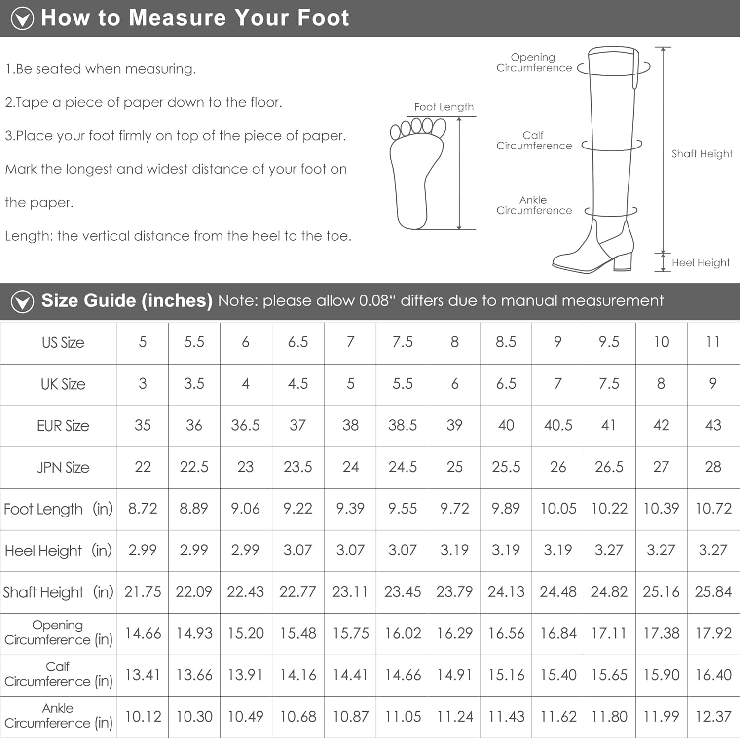 Miniatura 6 de DREAM PAIRS - Botas de tacón medio y alto hasta la rodilla para mujer