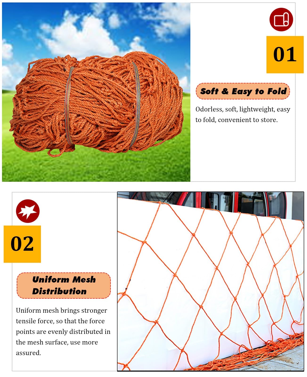 Red Maletero Remolque Seguridad 1 2 3 4 5 6 8 M De Ancho Cubierta De Red De Nylon Anti-UV Para Camioneta Remolque, Red De Seguridad De Carga Para Techo De Garaje Con Orificios Grandes De 15 CM(13x40FT