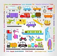Vista 1 de Transportation Alphabet Peel and Stick Wall Nursery Kids Educational Decals Stickers 80 Decals Total #3004 (Vinyl Peel and Stick)