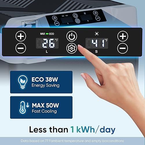 Miniatura 5 de Refrigerador de coche de 12 voltios, refrigerador eléctrico de doble zona de 61 cuartos (58 litros), refrigerador de coche -468, refrigerador