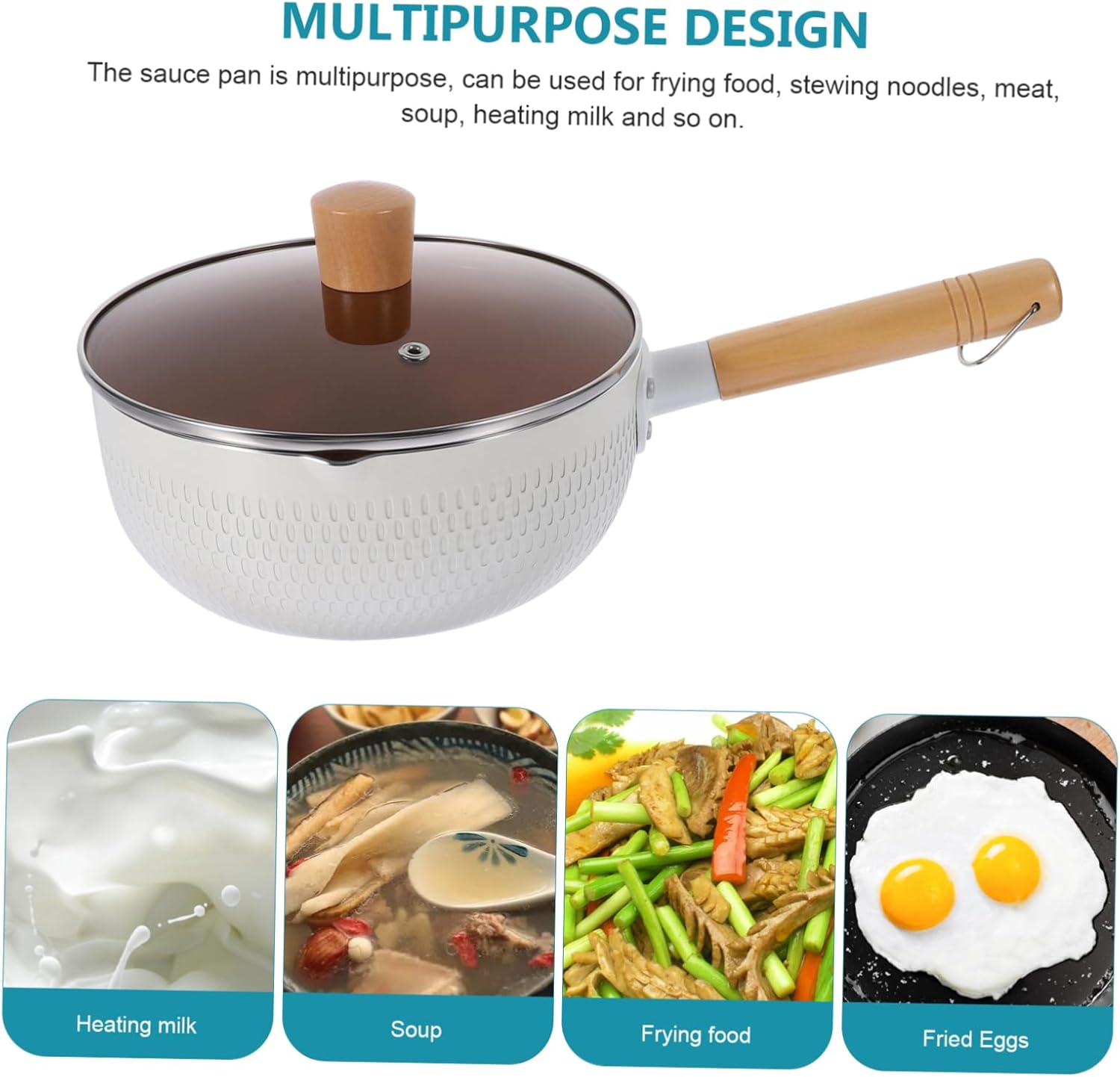 Maifanshi Nonstick Saucepan Metal Handle Snow Frying Pan Lid Stock Pot Kitchen Cooking Pan