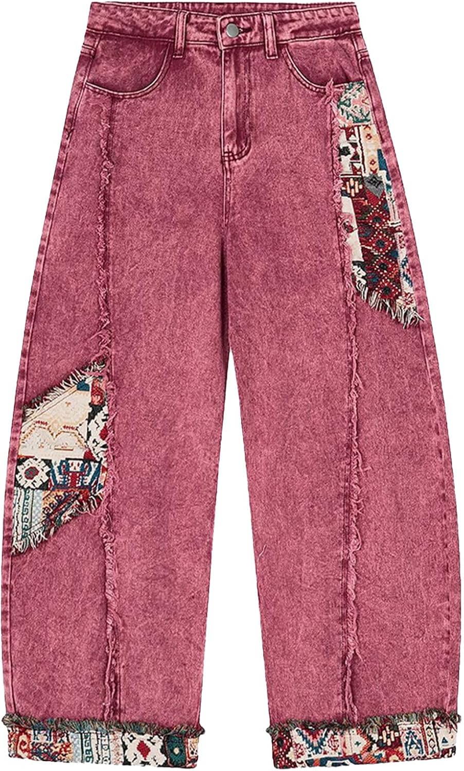 Aelfric Eden Womens Baggy Jeans Patchwork Barrel Jeans Vintage Y2k Wide Leg Streetwear Denim Pants Trouser