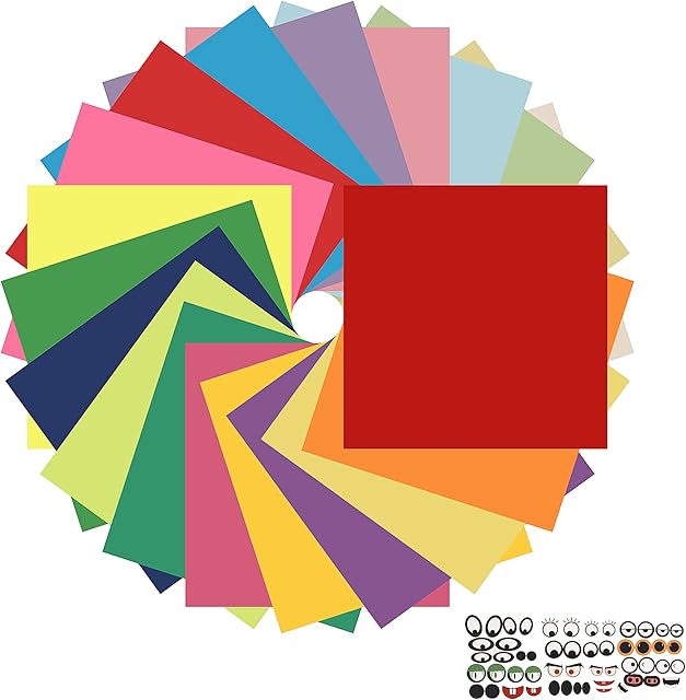 Origami Paper 1000 Sheets, 20 Bright Colors Double Sided Paper Set 6 Inch 80Gsm Square Sheets for Folding Floral Animal Geometric Kids Adults Art Crafts UAP060B