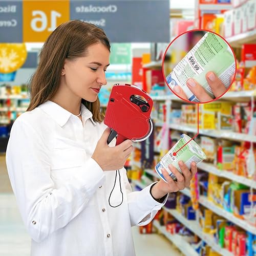 Miniatura 8 de LonXFan Price Gun, 2 Pack Pricing Gun with 5000 Labels & 4 Ink Rollers Kit - 8 Digits Price Tagging Gun Price Label Maker Machine for Office, Home,