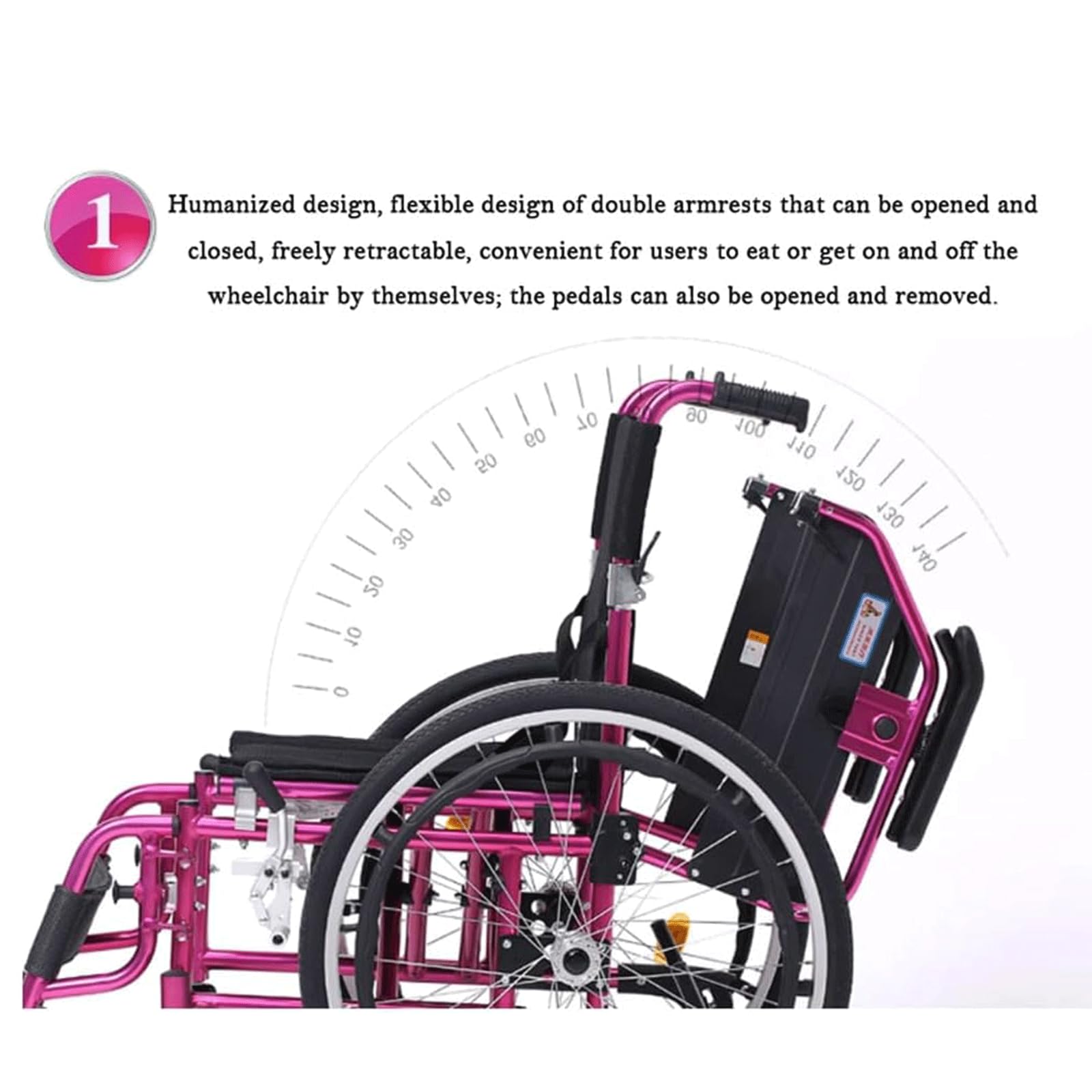 Silla de Ruedas de Transporte Silla de Ruedas Manual Ligera Y Plegable con Respy Reposabrazos Silla de Ruedas Autopropulsable