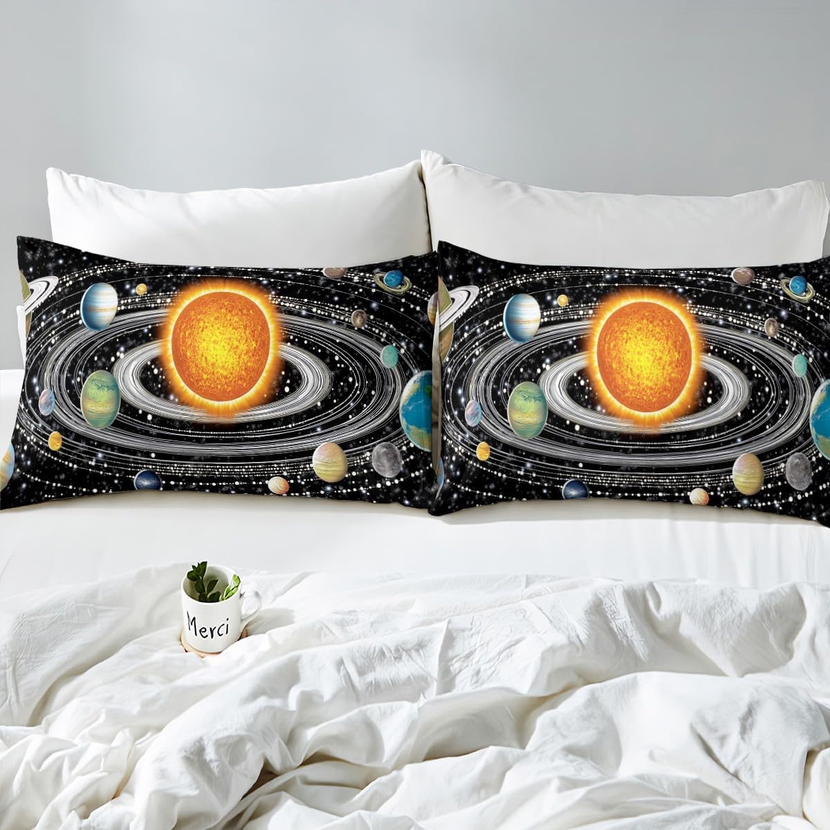 jejeloiu Solar System Duvet Cover Toddler Size Kids Universe Planets Comforter Cover Set Boys Girls Teens Galaxy Star Trails Bedding Set Breathable Outer Space Bedspread Cover Room Decor Quilt Cover