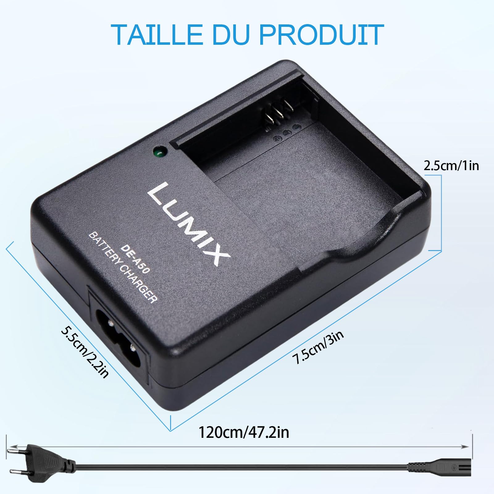 DE-A50 DMW-BCM13E Chargeur de Batterie Compatible avec Panasonic Lumix DC-TS7,DMC-FT5A,LZ40,TS5,TS6,TZ37,TZ40,TZ41,TZ55,TZ60,DMC-ZS27,DMC-ZS30,DMC-ZS35,DMC-ZS40,DMC-ZS45,DMC-ZS50 Appareil Photo