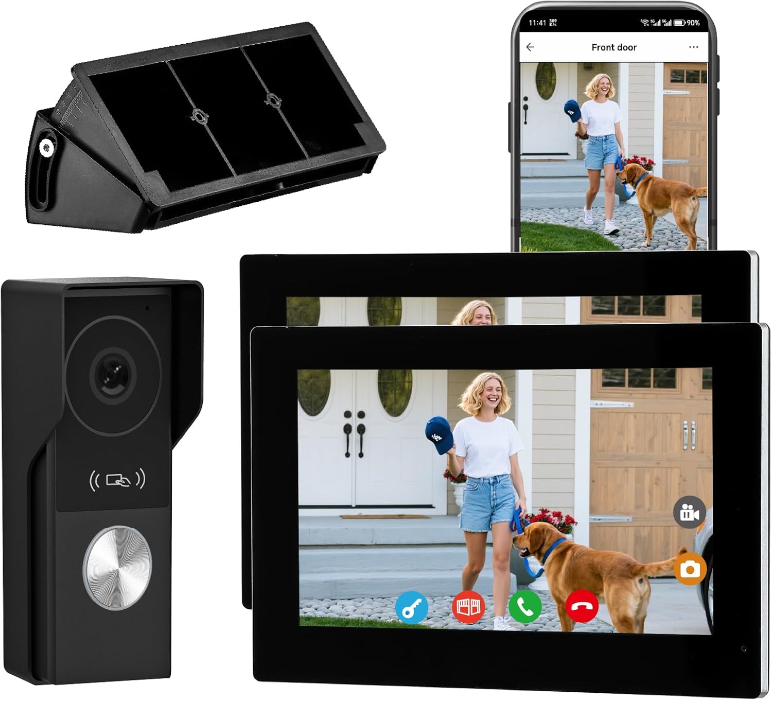 1080p Video Doorbell intercom withMonitor System, WiFi Video Intercom 1080FHD Metal Camera, 7 inch Two Monitor with32GB Card, Tuya APP, Two-Way Audio,Detection, Unlock for Single-Family Home