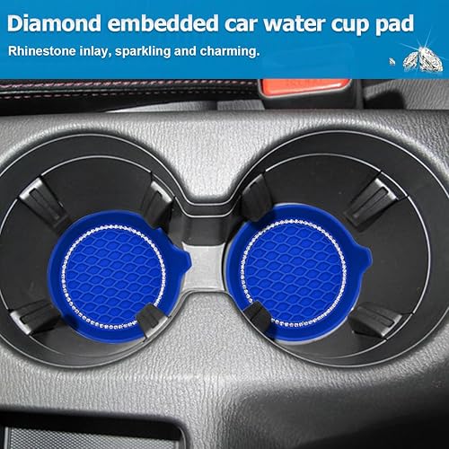 Miniatura 6 de Portavasos para automóvil, paquete de 4 posavasos universales con diamantes de imitación de cristal, tapete de silicona antideslizante a prueba de