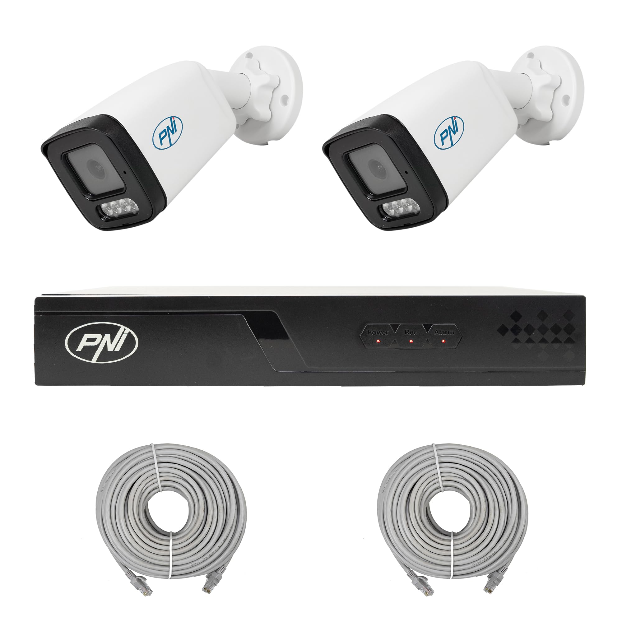 NVR POE PNI House IP710J pakiet monitoringu wideo, 2 kamery PNI IP515J, 5 MP i kabel w zestawie