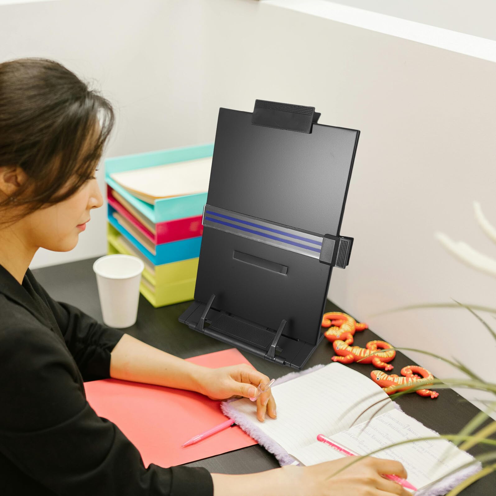 Leggio da Scrivania in Righello Regolabile per Lettura e Digitazione Portadocumenti Portatile per Ufficio Scuola e Casa Resistente e Sicuro