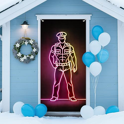 Miniatura 9 de IVN Cubierta para puerta de cóctel de neón, póster de luz LED, diseño de palmera y paraguas con rodaja naranja, vibrante brillo de neón de 12 x 18