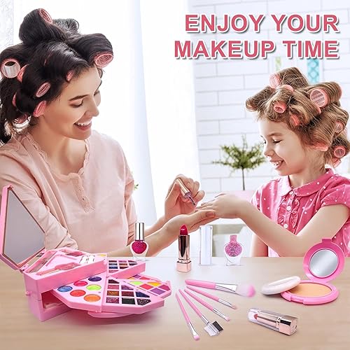 Miniatura 6 de Kit de maquillaje infantil para niña, 47 piezas, cosméticos reales lavables con caja de música LED, juego de maquillaje seguro y no tóxico, para