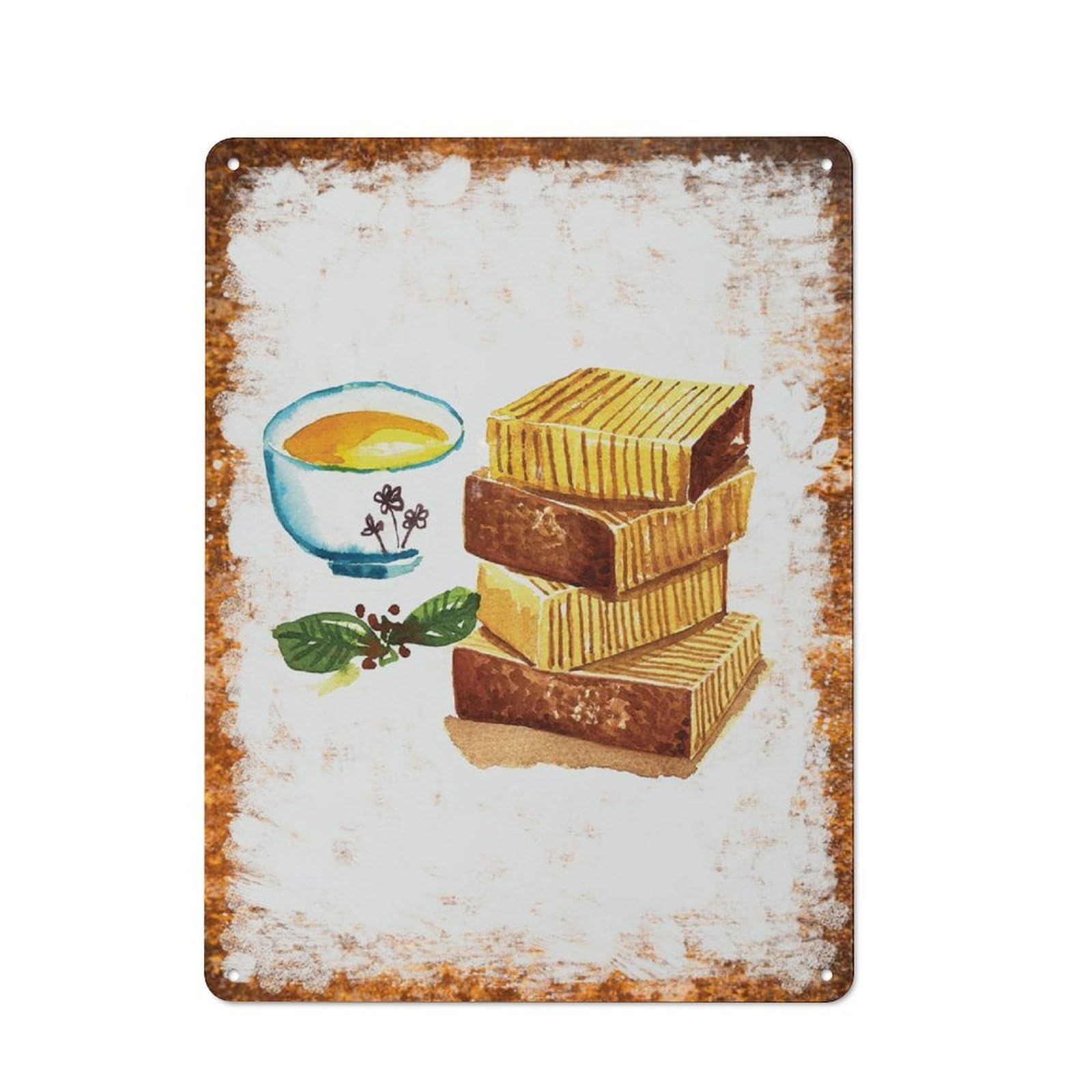 peiyeety Metal Tin Sign Stacked Chocolate Bars Pattern Vintage Rustic Wall Art Kitchen Bathroom Bedroom Living Room Cafe Farmhouse Entryway Office Garage Home Bar Laundry Room Porch Patio 6x8 Inch