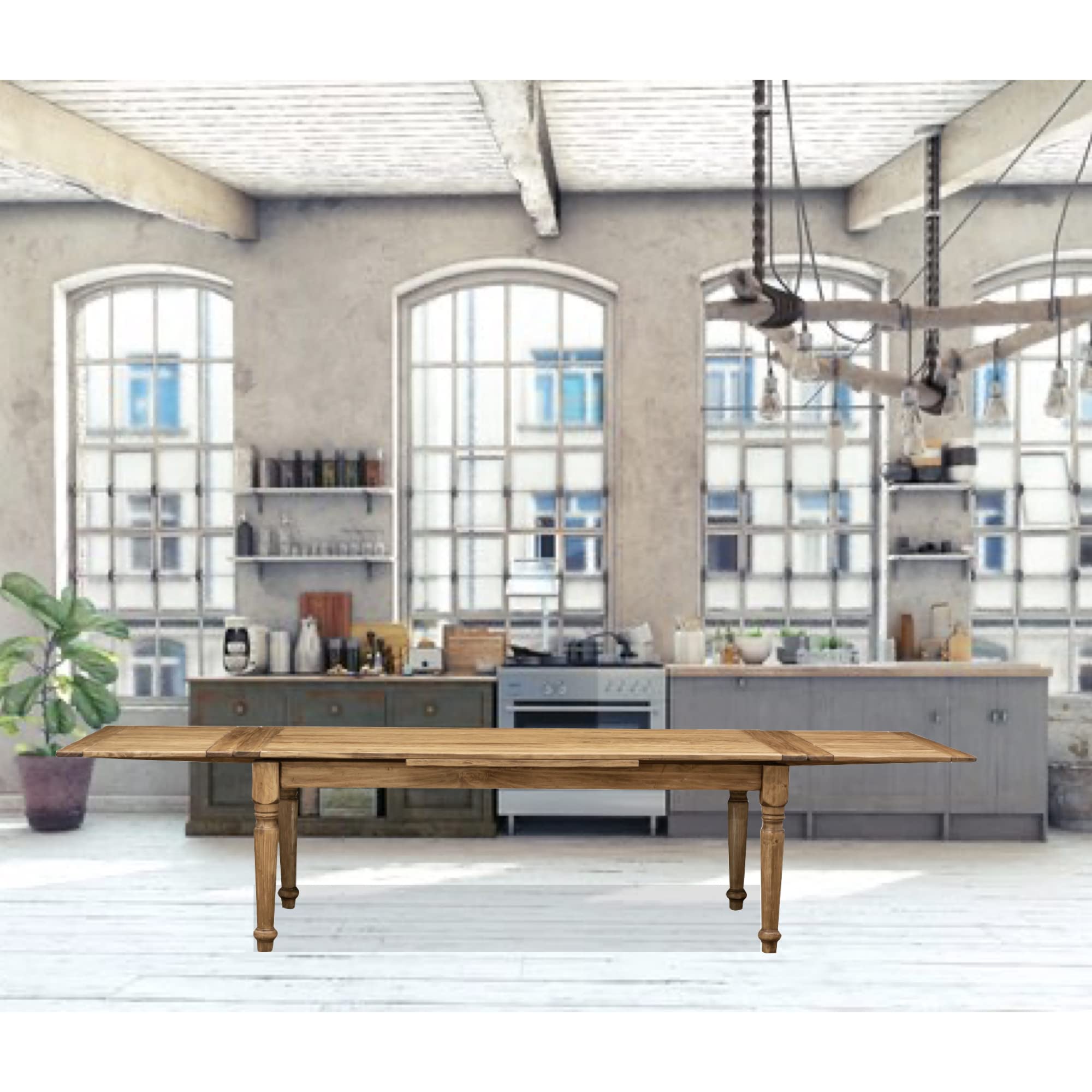 Biscottini Stół rozkładany do jadalni 220x100 cm | Stół kuchenny z litego drewna