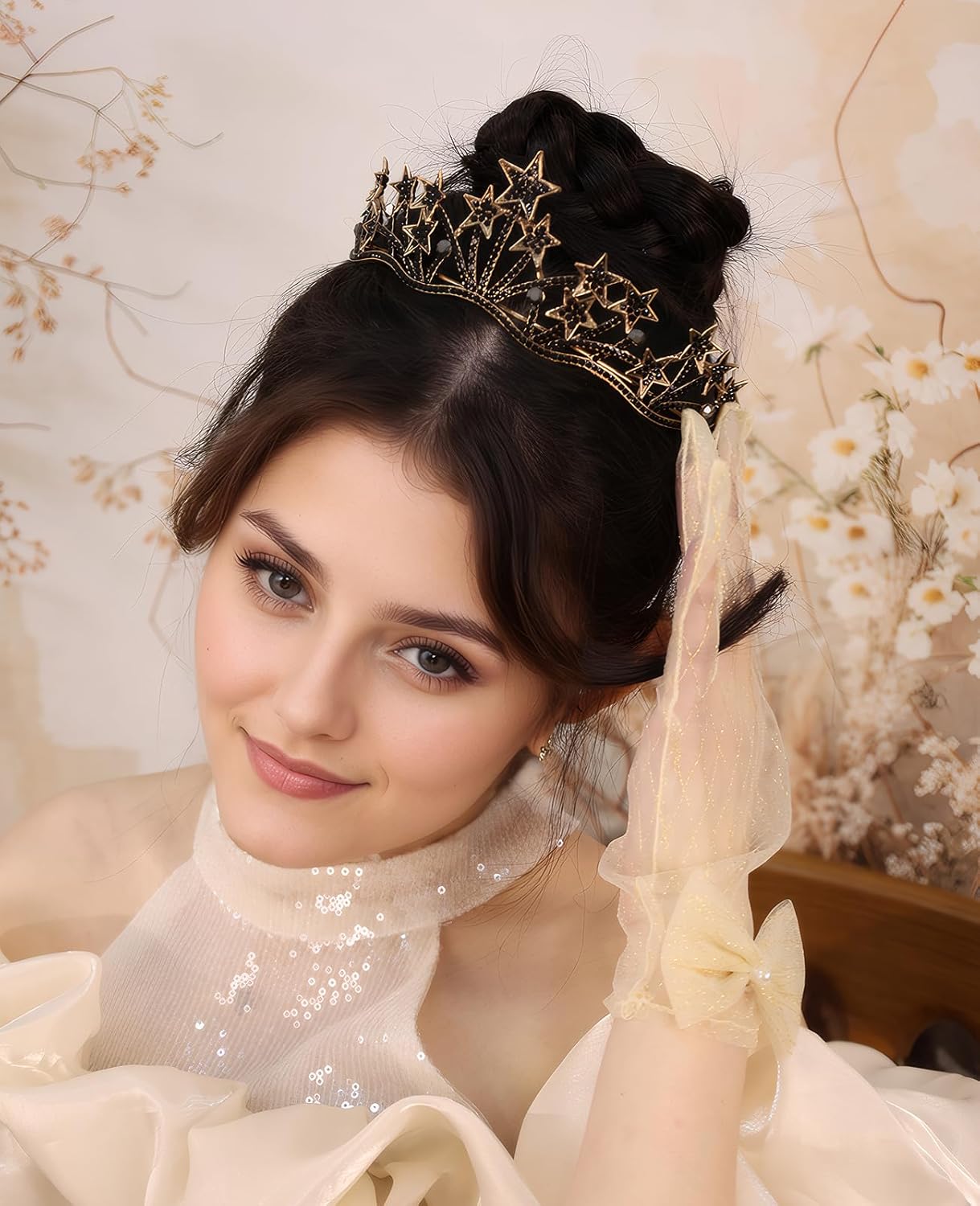 Wedding Crystal Tiara for Women Elegant Bridal Pearl Rhinestone Crown Swan Queen Princess Costume Crown Star Crystal Headpiece Accessory for Cosplay Birthday Party - Image 2