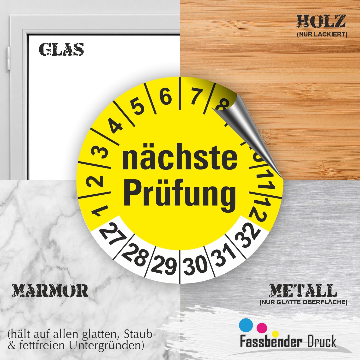 Hochwertige Prüfetiketten NÄCHSTE PRÜFUNG Ø 20mm - Selbstklebende PVC-Folie - Wartungsetiketten für Prüfung - Prüfplakette für Prüfungsnachweis (1000 Stück)