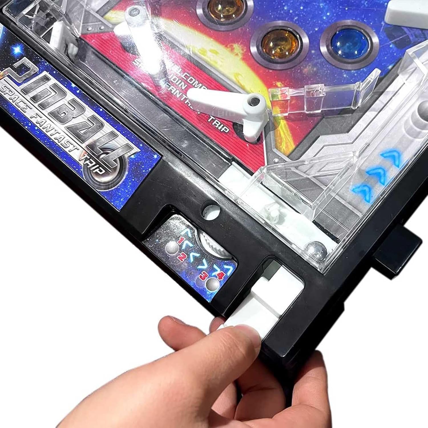 PHATM Mini Pinball Game for Home Retro Desktop Marble Arcade with Digital Scoreboard Lights Sounds Parent Preschooler Puzzle Pinball Machine