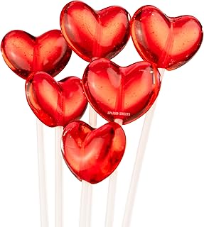 Sparko Sweets Cherry Red Heart Twinkle Pops Lollipops, 90 Count, Handcrafted in the USA, 11-Inch Long Stems, Delicious Cherry Flavor, 5 lbs Bulk Candy – Perfect for Valentine’s Day, Weddings, Party Favors, Candy Buffets, and Romantic Celebrations