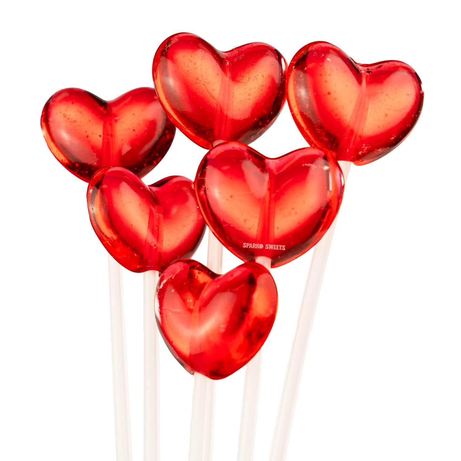 Sparko Sweets Cherry Red Heart Twinkle Pops Lollipops, 90 Count, Handcrafted in the USA, 11-Inch Long Stems, Delicious Cherry Flavor, 5 lbs Bulk Candy – Perfect for Valentine’s Day, Weddings, Party Favors, Candy Buffets, and Romantic Celebrations