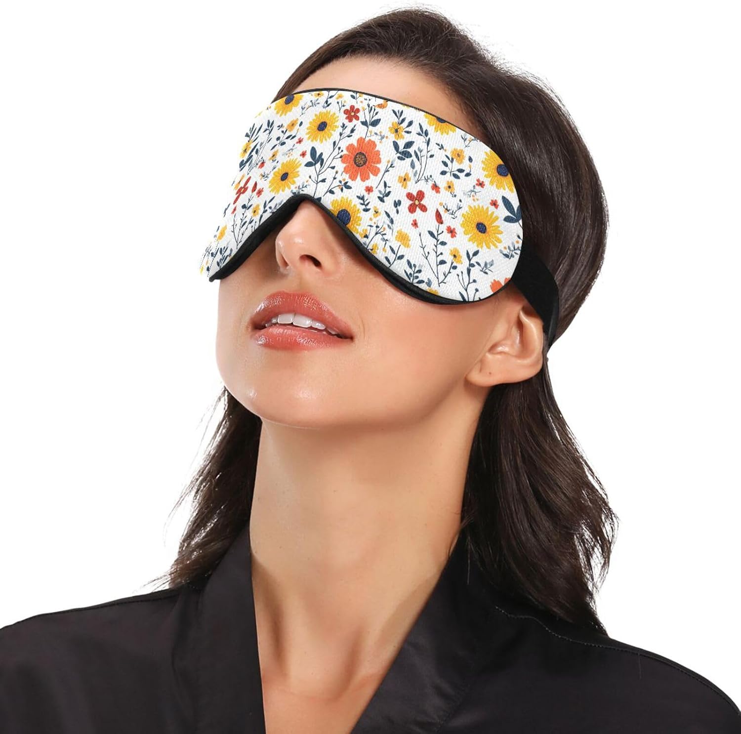 Spring Cute Floral Colorful Rustic Travel Essential Sleep Masks with Elastic Adjustable Band Blackout with Adjustable Strap Sleep Masks Flight Nap