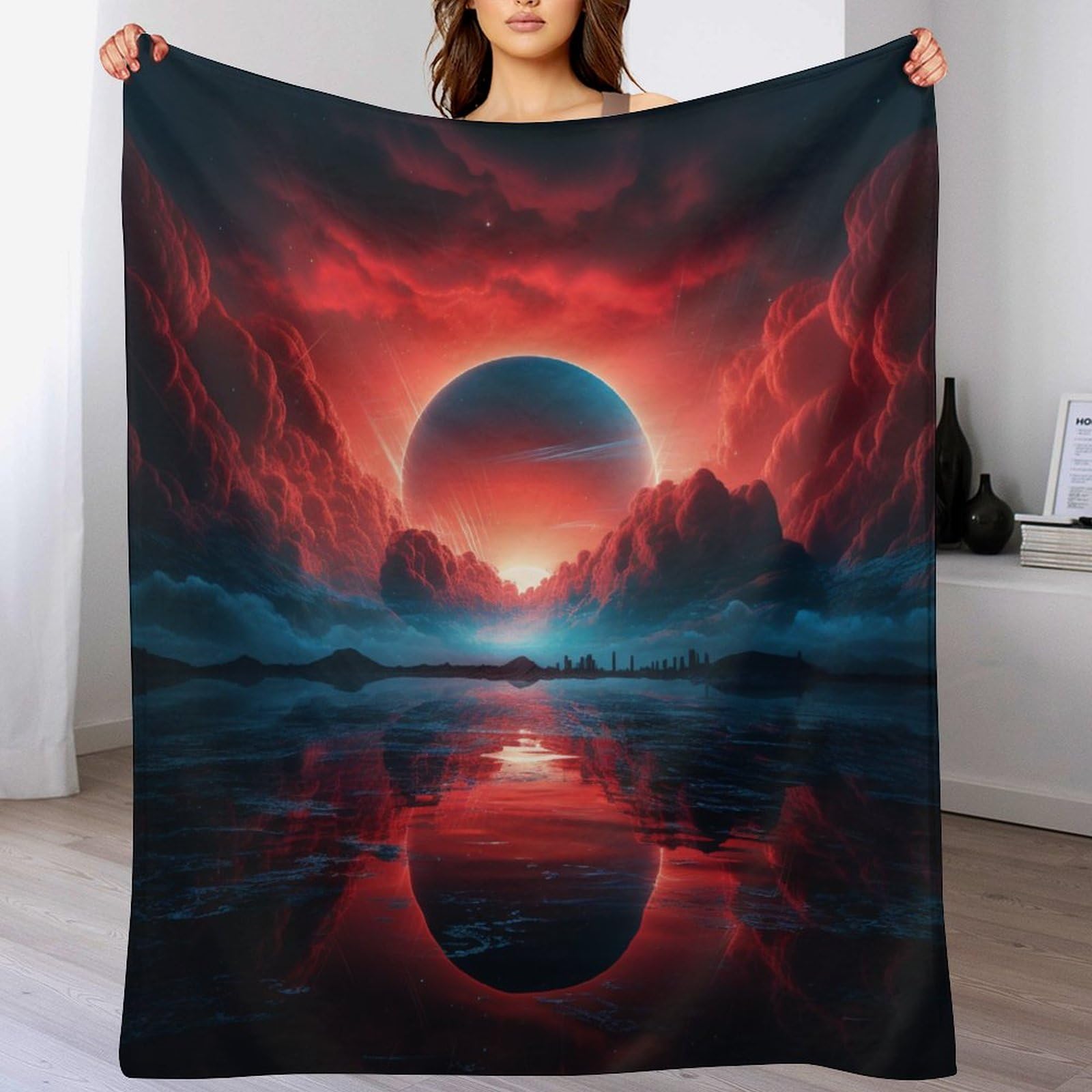 Couverture de lit et canapé douce flannel Paysage Fantastique, plaid chaud léger 150x200