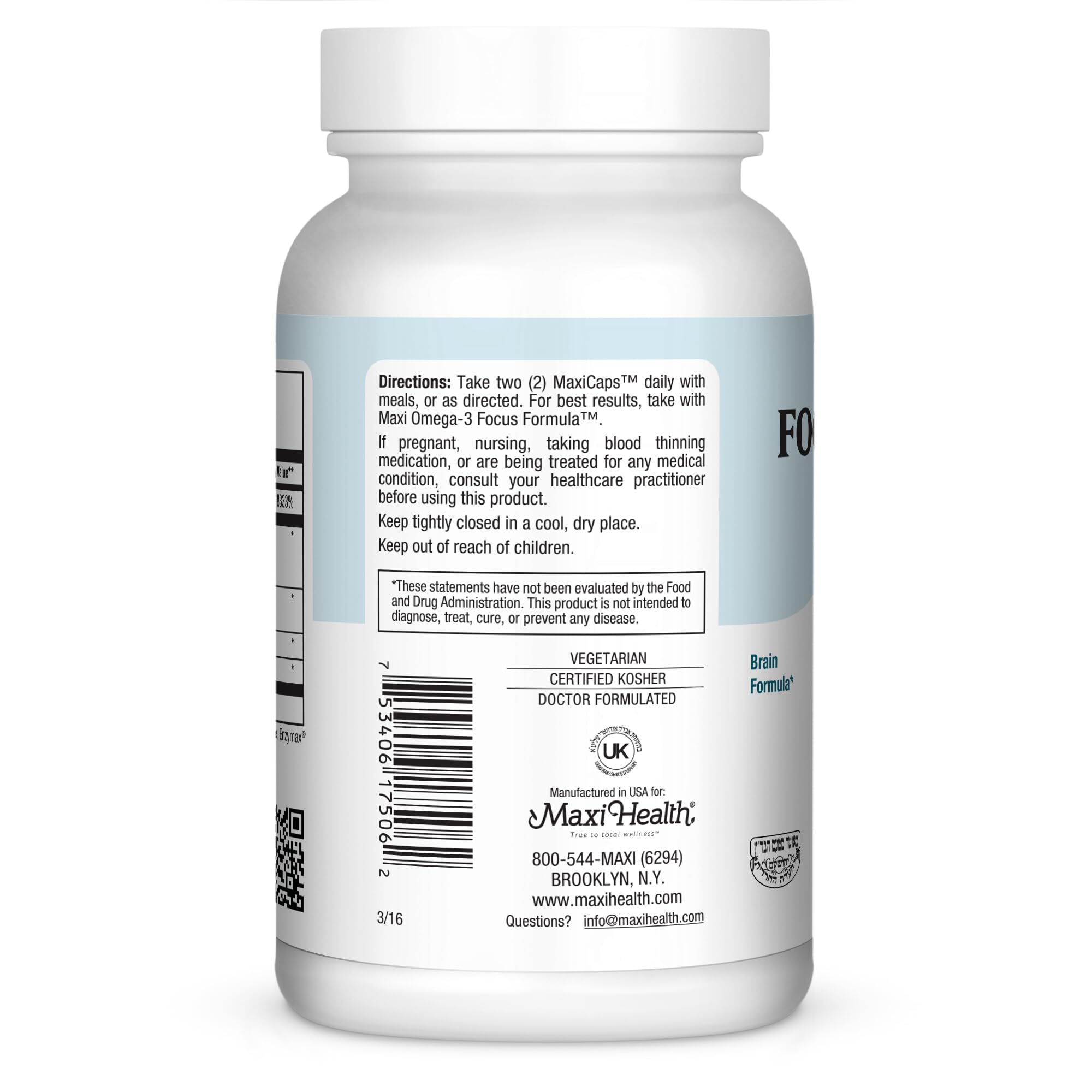 Focusmax Nootropic Brain Supplement for Memory, Focus & Mood Support – Methylated B12, Ginkgo Biloba, Phosphatidylserine, Acetyl-L-Carnitine – Mental Clarity & Energy – 60 Vegetarian Capsules — Amazon image 3