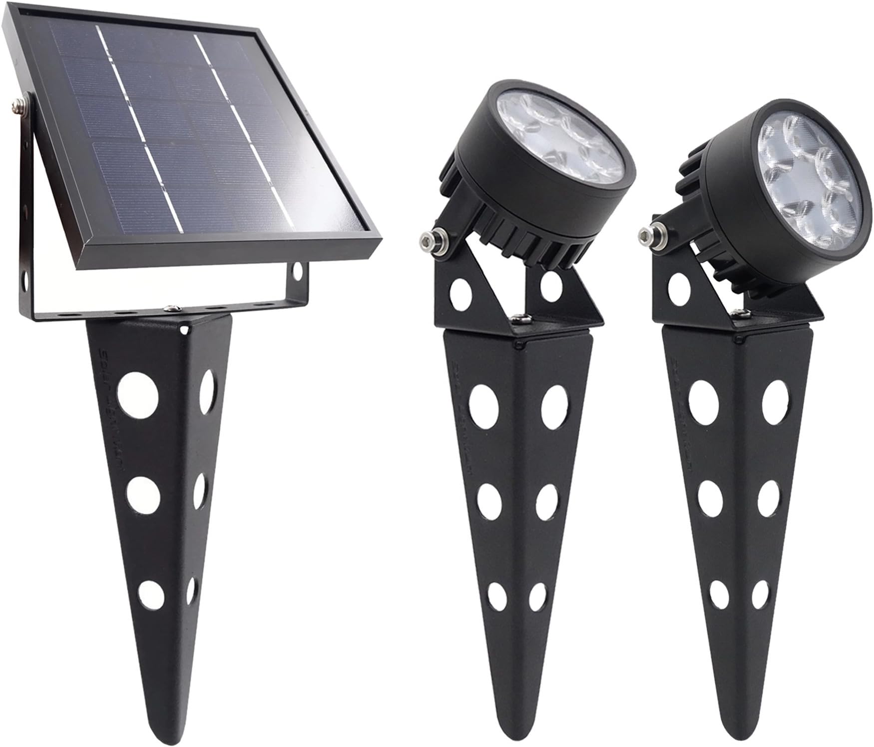 Legacy Mini 50X Twin Solar-Powered LED Spotlight (Warm White LED), Black Finish, Outdoor Garden Yard Landscape Downlight