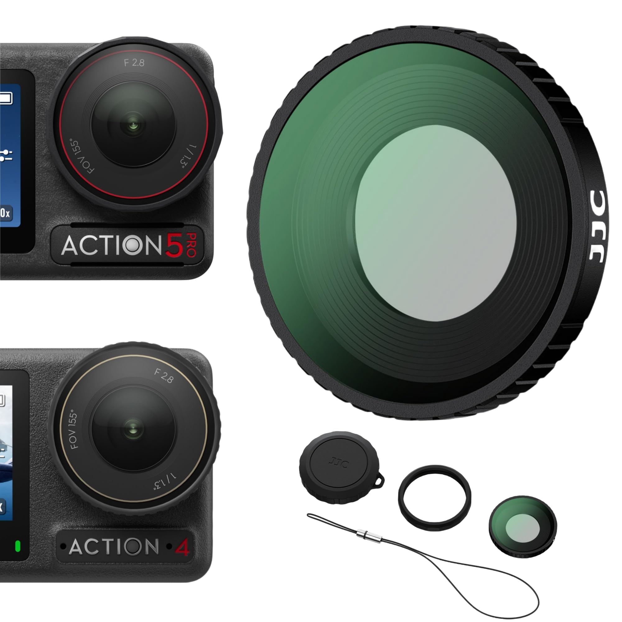 Osmo Action 5 Pro 4 filtr UV z silikonową nasadką na soczewki, zestaw szklanej osłony obiektywu do DJI Osmo Action 5 Pro/4, filtr UV, szkło optyczne HD, absorbuje światło ultrafioletowe, akcesoria