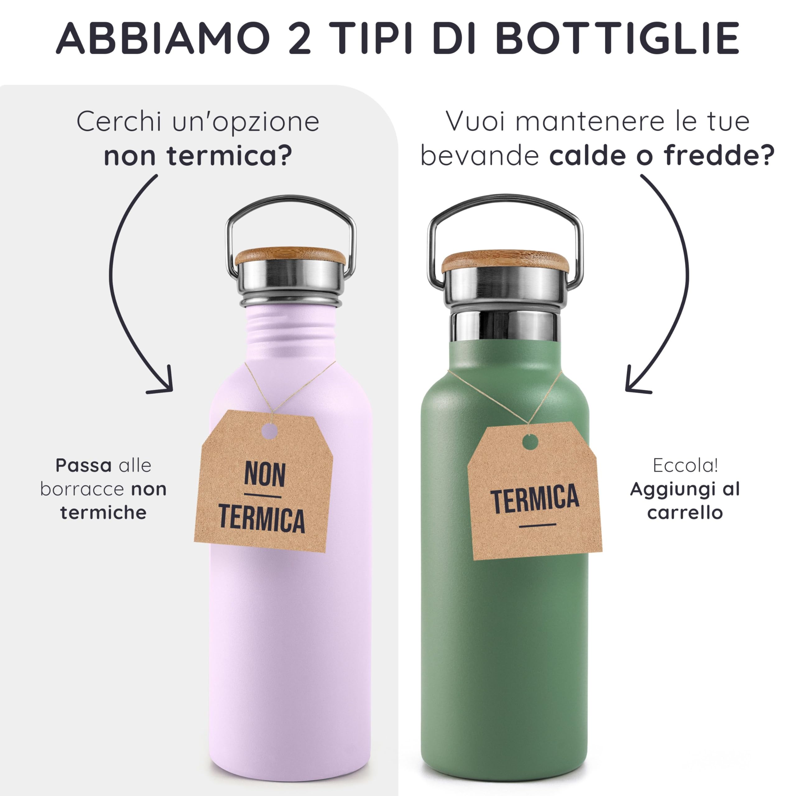 Bambaw Bottiglia Termica 1 Litro, Borraccia Acciaio Inox, Bevande Calde E Fredde, Borraccia Termica 1 Litro, Borracce Termiche, Bottiglia Isotermica, Borraccia Metallo, Water Bottle
