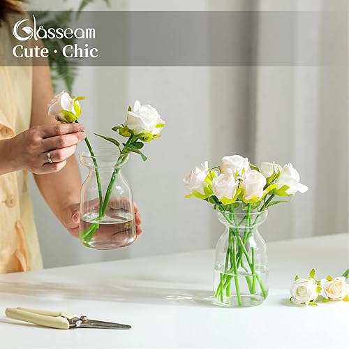 Miniatura 4 de Glasseam Jarrón de cultivo de bulbos de jacinto, moderno juego de 6 jarrones de cristal para centros de mesa, jarrón hidropónico para tulipanes de