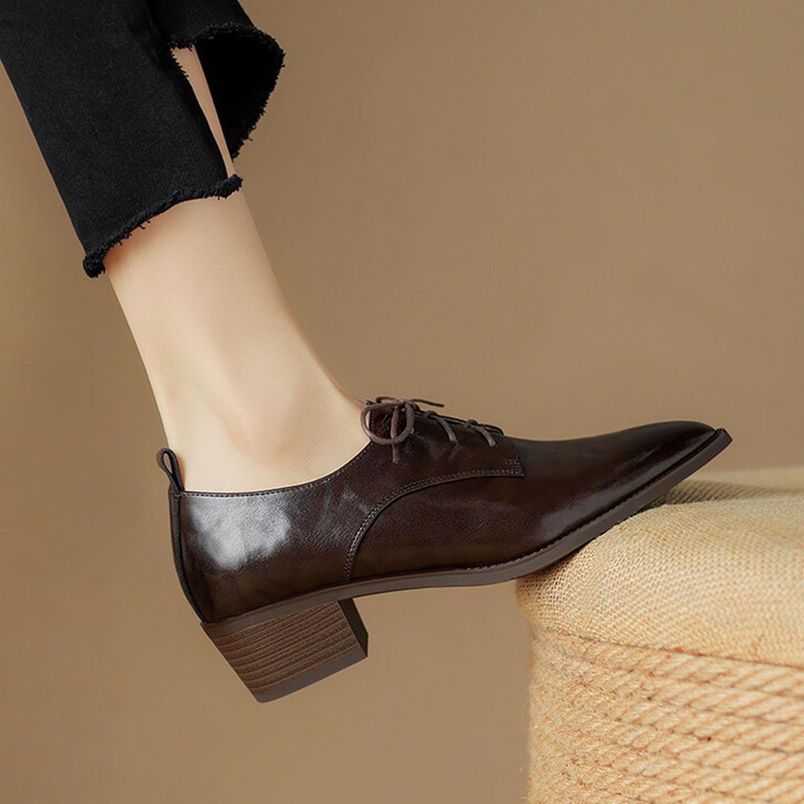 Scarpe da Donna Oxford Eleganti Allacciate Mary Jane Antiscivolo