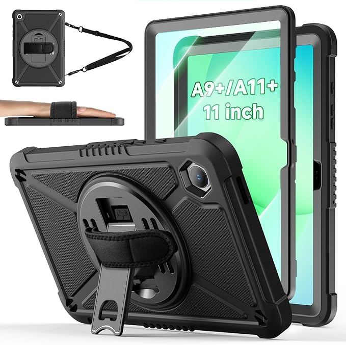 3 Reasons Why the Galaxy Tab A11+ is Ideal for Entertainment Consumption 9 71BORaepHHL. AC SX679 ZtotopCases for Samsung Galaxy Tab A11+ Plus/A9+ 11-Inch 2025/2023, Shockproof Hard Duty Case with Screen Protector+360 Rotating Hand Strap&Stand+Shoulder Strap for Tab A11+/A9 Plus Tablet, Black
