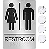 ASSURED SIGNS Unisex Bathroom Signs, Restroom Sign For Business - For Men and Women - 9" by 6" - ADA Compliant with Braille - Strong Double-Sided Adhesives Included - Apply to Office, Home, Public Door/Wall