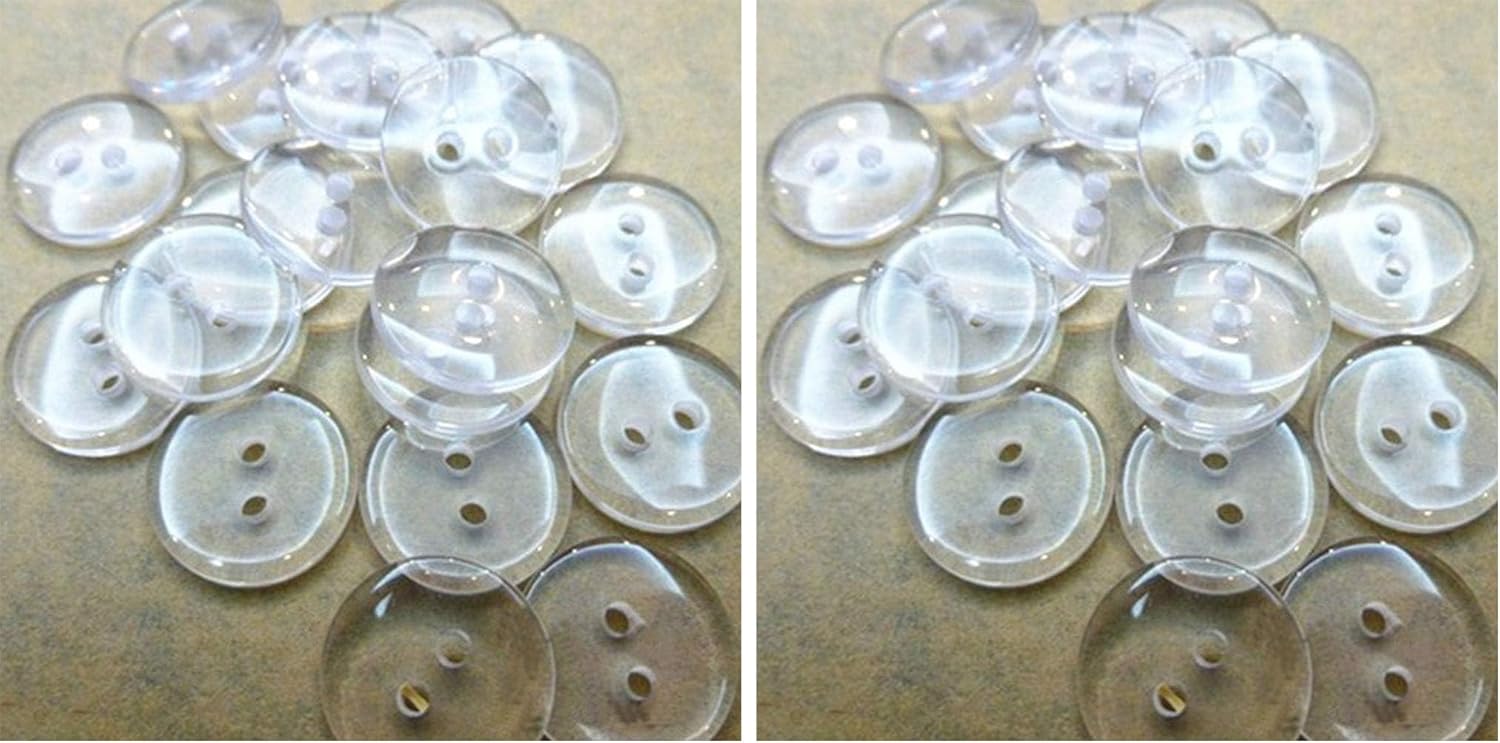 arricraft 1000pcs 12mm Clear Resin 2 Holes Buttons, Transparent Flat Round Buttons, Craft Buttons for Sewing Scrapbooking DIY Craft (Pack of 2)