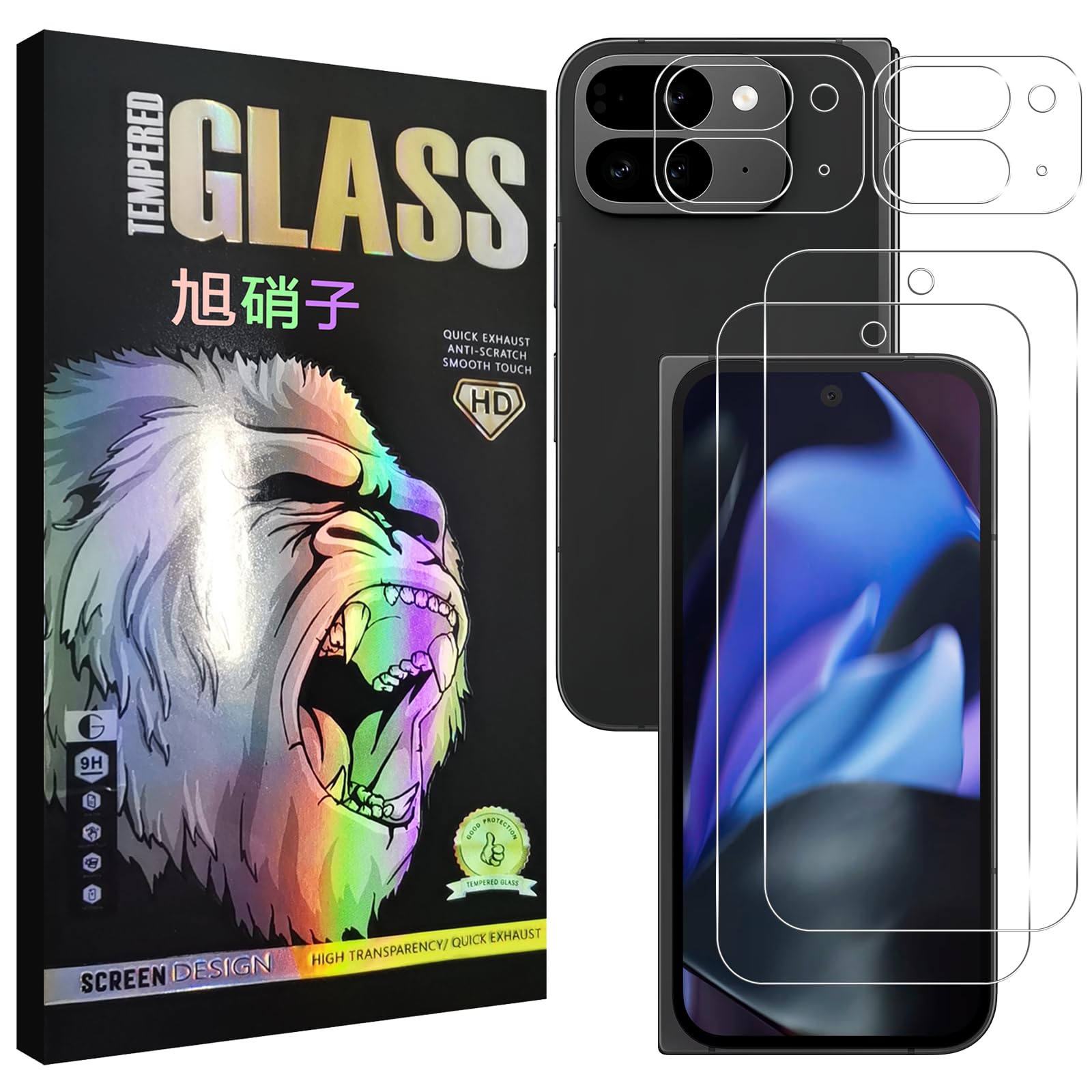 対応 Google Pixel 10 Pro Fold ガラスフイルム 指紋認証対応【2+2 枚セット-AGC旭硝子】 Pixel10 Pro Fold フイルム 【2枚】+ レンズフィルム 【2枚】 ピクセル10 pro fold 液晶保護フィルム 強化ガラス レンズ保護フィルム ケース 【 日本旭硝子素材採用 硬度9H 耐衝撃 飛散防止 超薄 厚さ0.26mm 気泡ゼロ 3D Touch対応 高感度 撥油性 指紋防止 超耐久 ラウンドエッジ加工 】TZ-PI10PFTM4