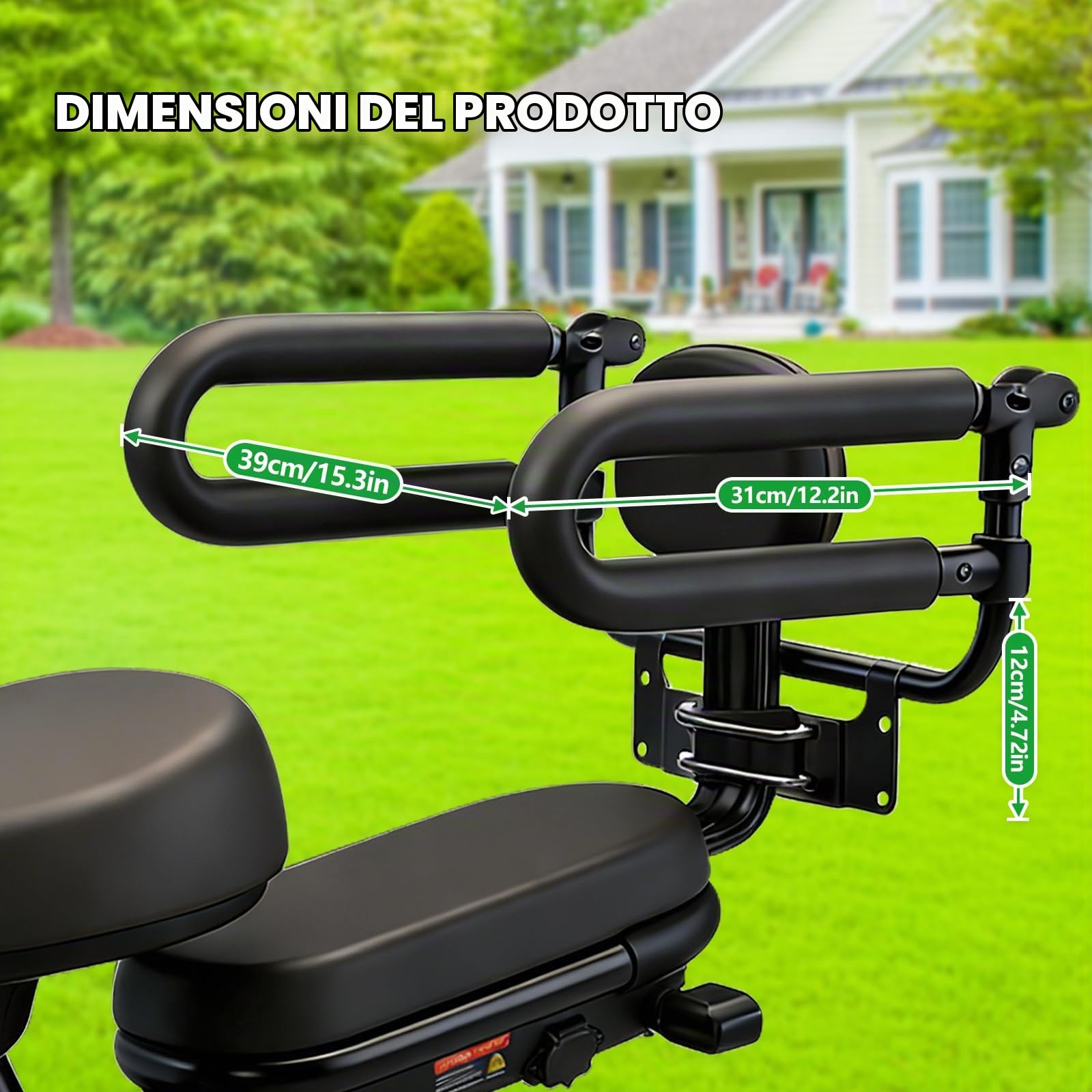 auvstar Seggiolino Bici Posteriore per Bambini Corrimano,Cuscino Sedile Posteriore per Bicicletta Corrimano