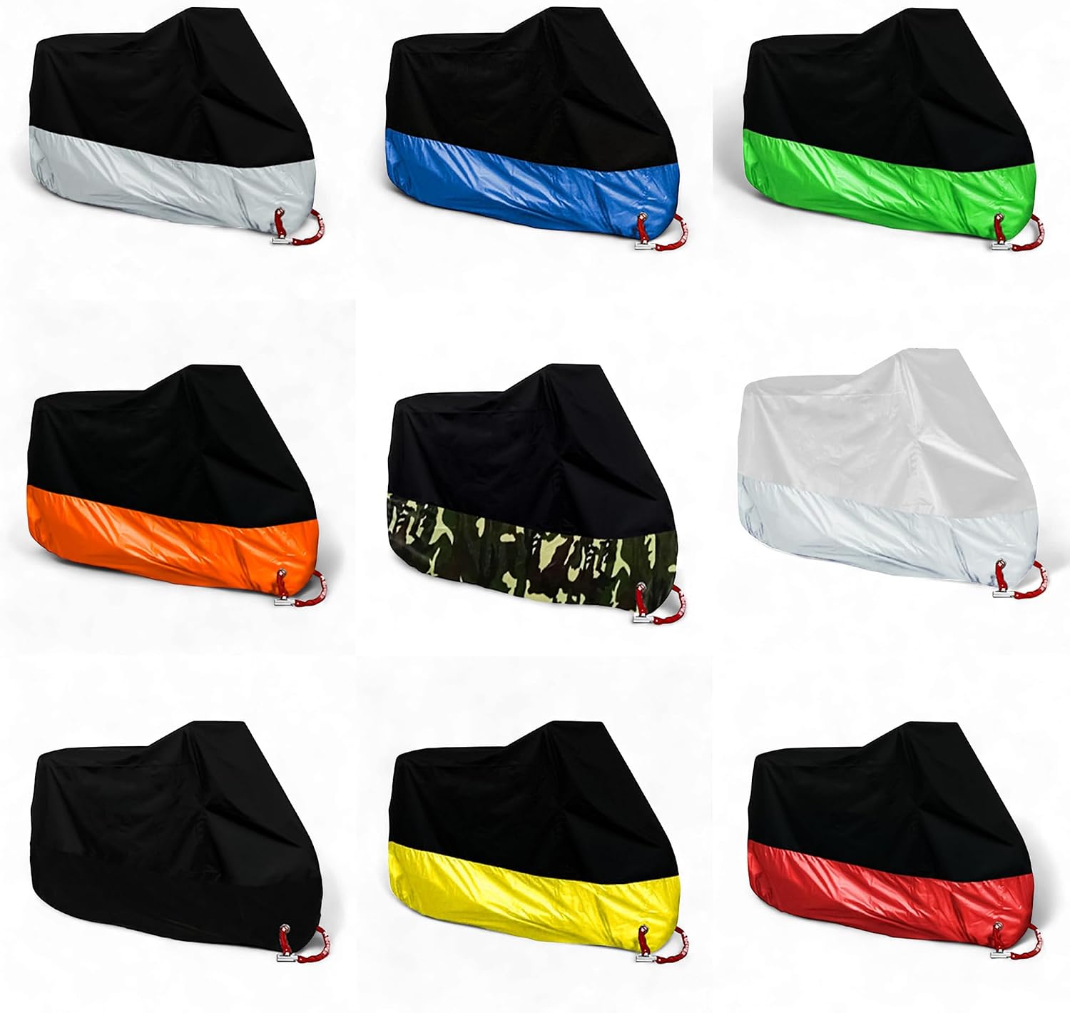 ONE.K.S Motorcycle Cover Waterproof Universal Vehicle Covers with Lock-Holes & Storage Bag All Season Dustproof Sun Rain Protection Outdoor Indoor Scooter Motorbike Cover 4XL (Silver)