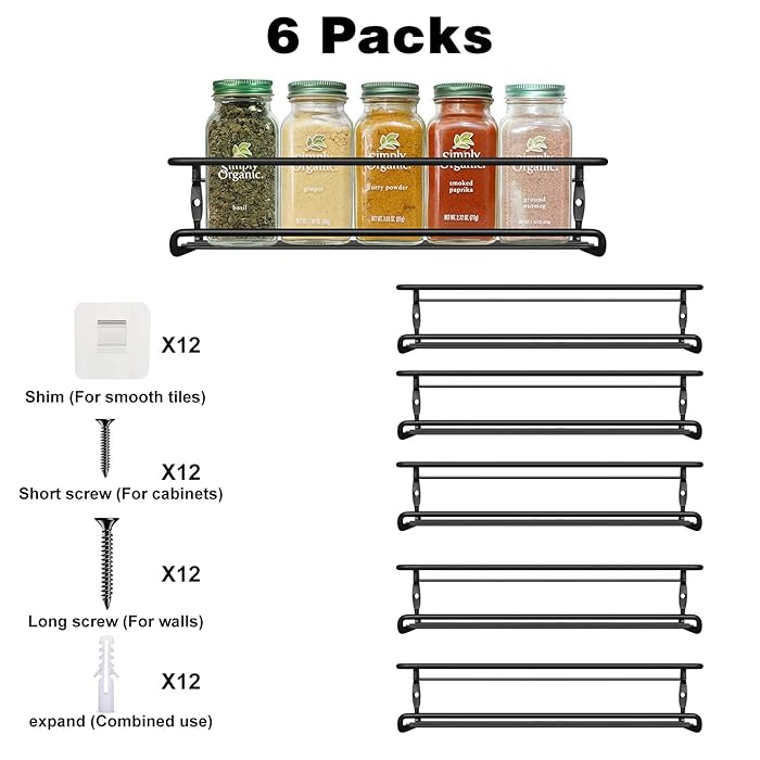 Buy Urban Deco 6 Tier Spice Rack Wall Mount, Space Saving Spice Rack