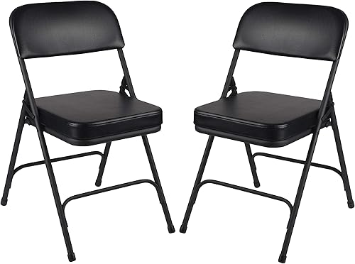 OEF Furnishings OEF3200 Series Heavy Duty, Industrial Grade, Premium Vinyl Folding Chairs 2" Ultra Padded Seat Double Hinged Steel Frame (2 Pack,