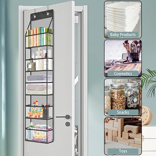 Miniatura 5 de Organizador de despensa colgante sobre la puerta, organizador de habitación con bolsillos de plástico transparente, organizador de almacenamiento