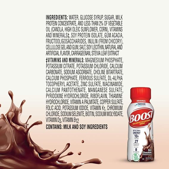 BOOST Original Nutritional Drink, Rich Chocolate, 8 Ounce Bottle (Pack of 24) + BOOST Original Nutritional Drink 8 Ounce Bottle Pack of 24, Very Vanilla, 192 Fl Oz