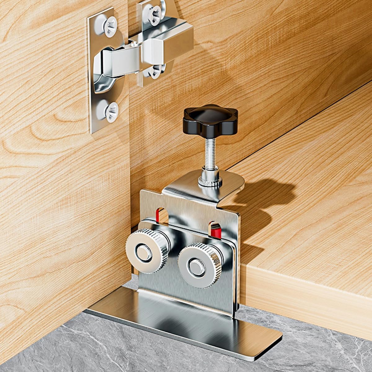 Serplex® Floor Cabinets Frame Install Clamp, Cabinet Door Mounting Support Stainless Steel Support Arm Multipurpose Cabinet Door Mounting Jig for Hidden Door Install